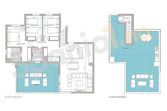 Plantegning penthouse 4102, 3 soverom og 2 bad