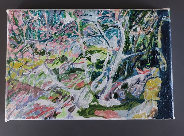 Maleri, akryl, signert, kunst, bildekunst