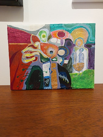 Maleri, akryl, signert, kunst, bildekunst