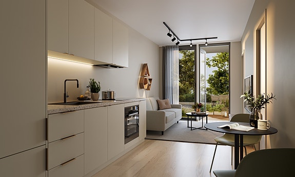 Velkommen til Gildheimsvegen 12! En splitter ny og delikat selveierleilighet ferdigstilt i 2026. Illustrasjoner, avvik kan forekomme.