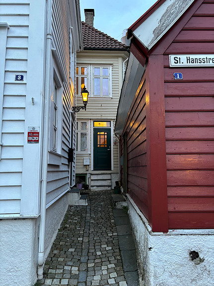 Koselig trehus på Nøstet i Bergen sentrum