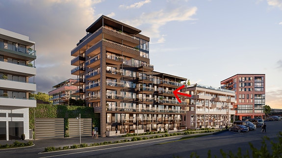 5 etasje. Flotte solforhold og stor terrasse!