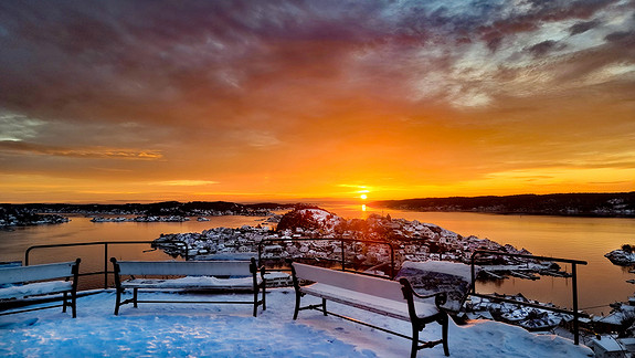 Soloppgang fra Steinmann, foto Visit Kragerø