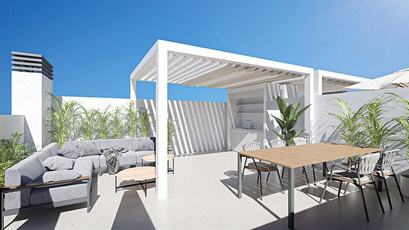 Leiligheten med takterrasse har 2 soverom