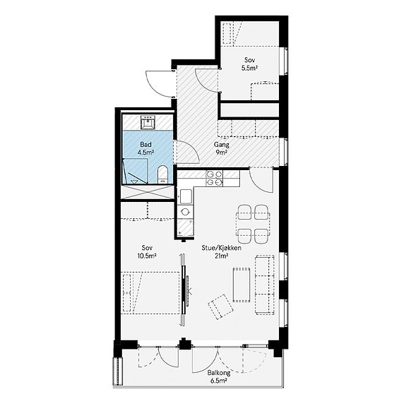 Plantegning for leilighet 9012 i Ulvenkroken 1 borettslag