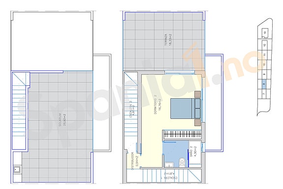 Plantegning 2.etg og takterrasse (alternativ med 2 sov)