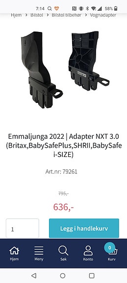 Nxt90 Britax bilstol adapter til 3,0 FINN-torget