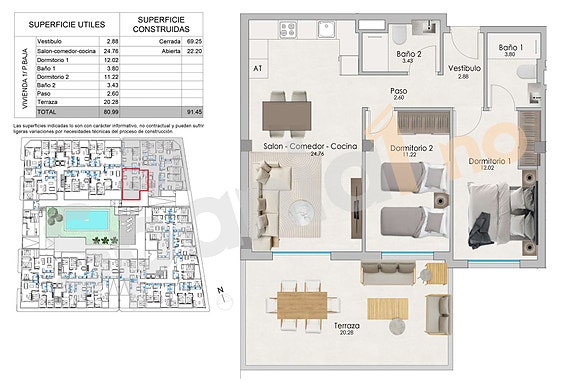 Plantegning leilighet med 2 soverom