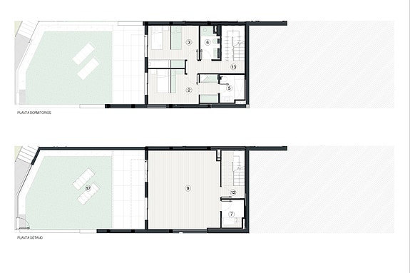 Plantegning kjeller og 1. etg
