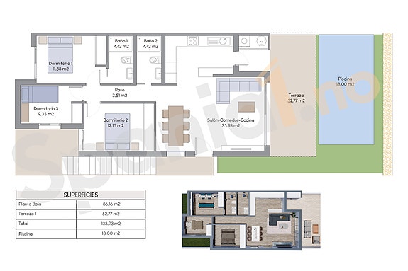 Plantegning leilighet med 3 soverom