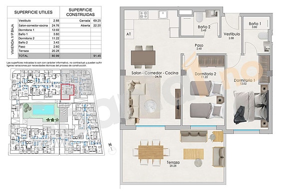 Plantegning leilighet med 2 soverom