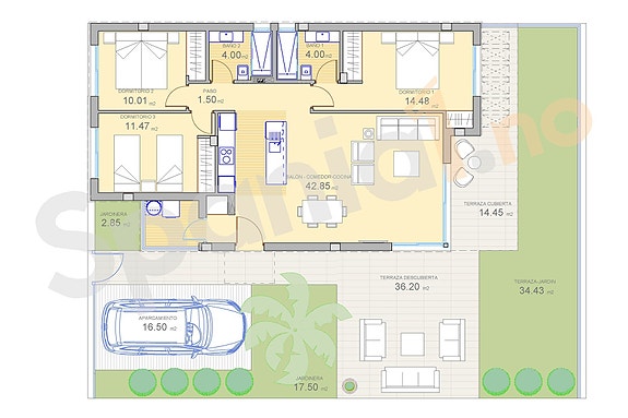 Plantegning bolig med 3 soverom