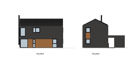 Illustrasjon av fasader på hus modellen Stolt