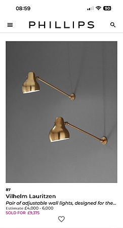 Meget eksklusive Vilhelm Lauritzen for Louis Poulsen lamper - 40 tallet