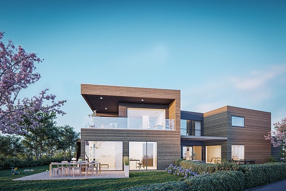 Moderne og lekker tomannsbolig med flott arkitektur