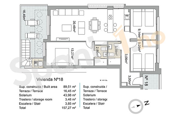 Plantegning toppleilighet med 3 soverom og takterrasse