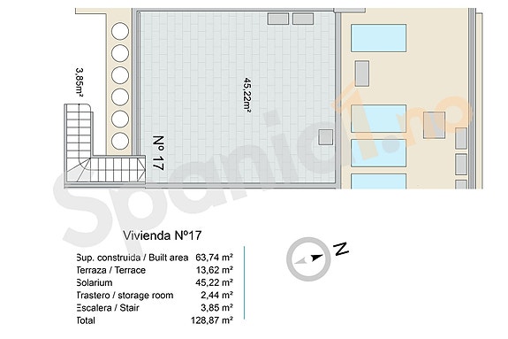 Plantegning toppleilighet med 2 soverom og takterrasse