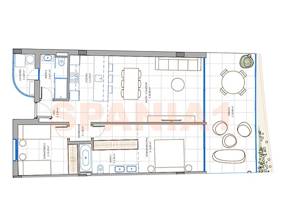 Plantegning av leilighet med 2 soverom