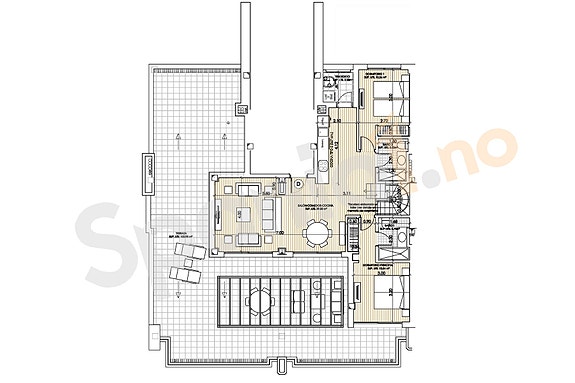 Plantegning leilighet og terrasse