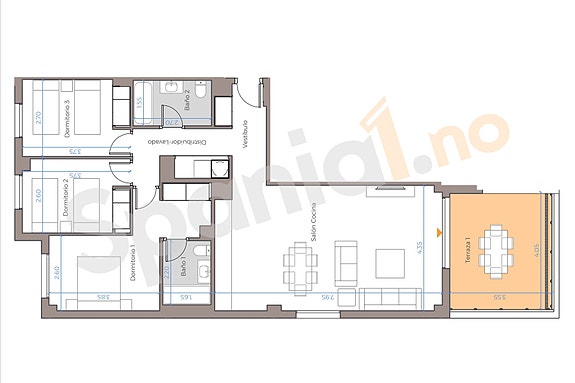 Leilighet med 3 soverom