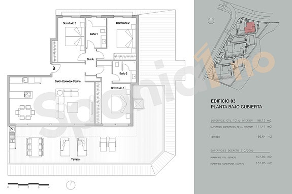 Plantegning penthouse med 3 soverom