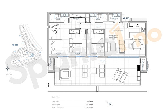 Plantegning Sky Villa med 3 soverom