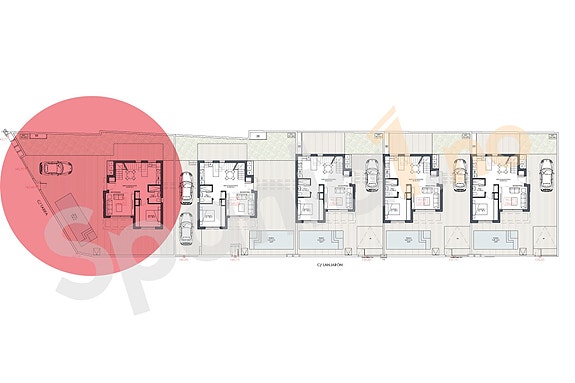 Oversikt tomtene, bolig markert