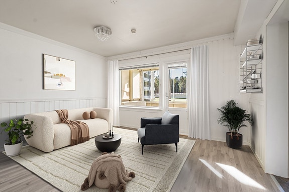 Eiendomsmegler1 v/ Carina Myhre og Hanne K. Solbakken presenterer Moflatvegen 5!
Digital styling - kun en illustrasjon