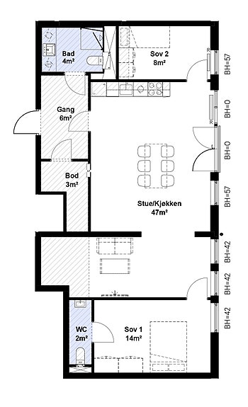 Plantegning for leilighet 3002