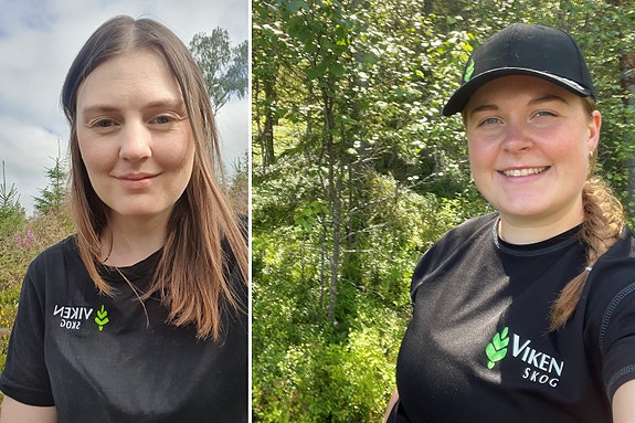 Her er Susanne og Gina ute i felt i sommerjobb hos oss sommeren 2024