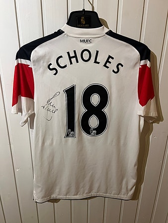 Signert Manchester United 2010-12 fotballdrakt - Scholes 18