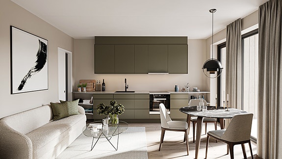 Velkommen til Basseløkka og denne arealeffektive 2-roms leiligheten med god plassering og planløsnin! Sigdal-kjøkken med integrerte hvitevarer medfølger. Beige innredning på kjøkken og bad.
Illustrasjonsbilde
