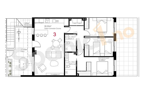 Ny leilighet med 3 soverom og stor terrasse 39m2 | Fellesområde med basseng | Garasje