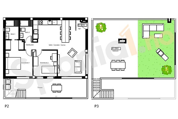 Toppleilighet med egen takterrasse - 2 soverom og 2 bad - Flott fellesområde!