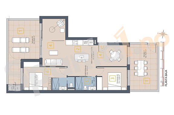 Nybygg! Leilighet med 3 soverom og stor terrasse - Nær strand og golf
