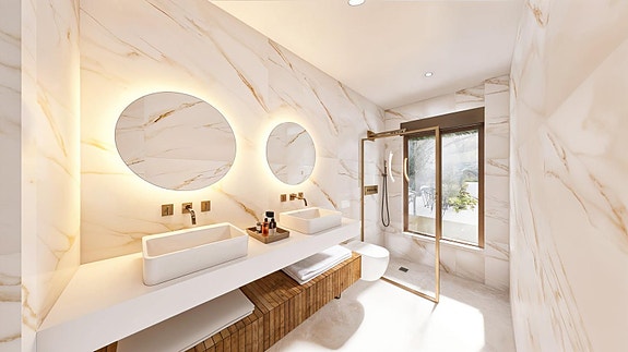 Moderne middelhavsvilla med basseng og stor solrik hage - Gangavstand til strand