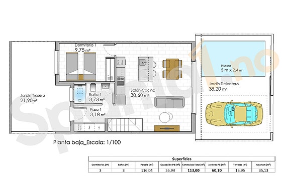 150 meter til stranden | Rekkehus med 3 soverom og 3 bad  | Flott uteplass med eget basseng  | Takterrasse 35m2