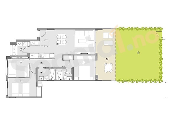 KUN 250 m til strand | Ny leilighet med eksklusive kvaliteter | 3 soverom | Stor terrasse og hage | Parkering