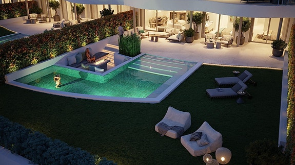 Elegant leilighet med terrasse og havutsikt - Tilgang til basseng, spa og treningsrom