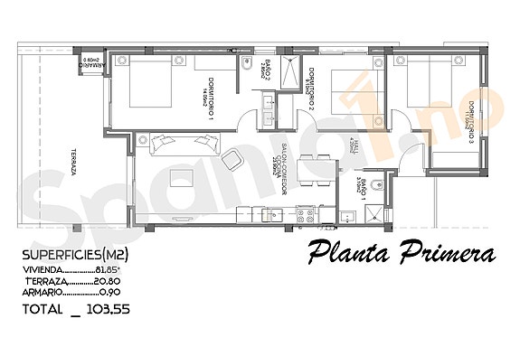 Moderne leilighet med 3 soverom og 2 bad - Stor terrasse - Leveres møblert og klar til innflytting - Turistlisens