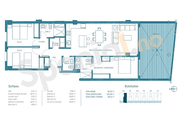 Ny 3-roms leilighet med stor terrasse | Parkering | Perfekt for utleie