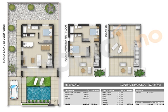 Nøkkelferdig villa | Privat basseng og takterrasse | Romslig planløsning - 3 soverom og 3 bad