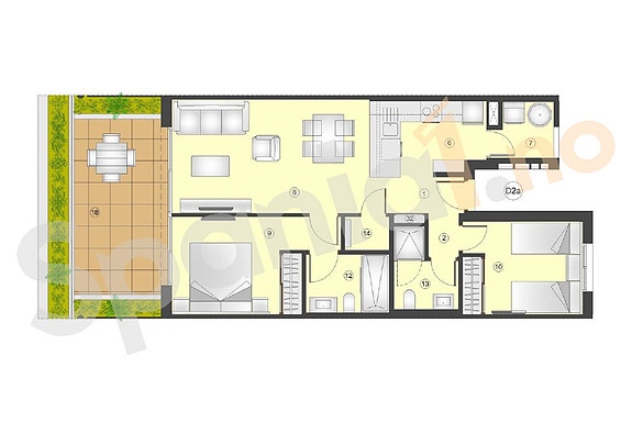 Ny luksuriøs leilighet med stor terrasse | 2 soverom og 2 bad | Eksklusive fellesområder