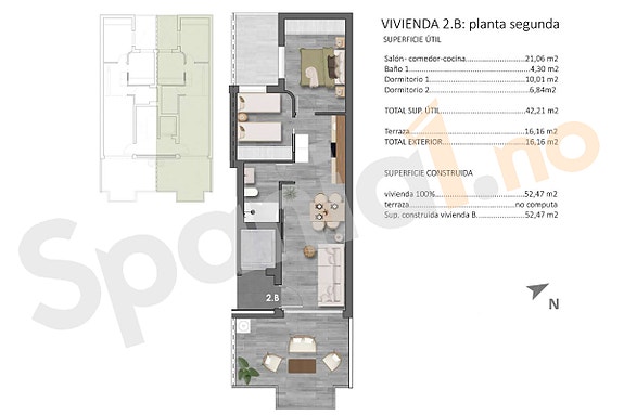 Moderne toppleilighet med 2 soverom - Bare 100 meter fra stranden