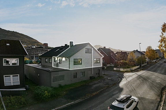 Leiligheten fordeler seg over 2 plan