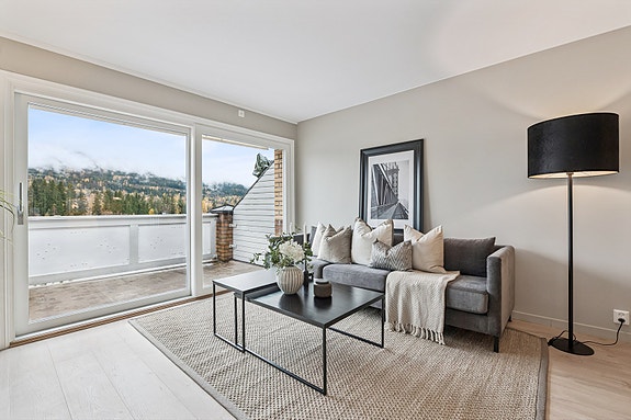 Lys og solrik med store vindusflater