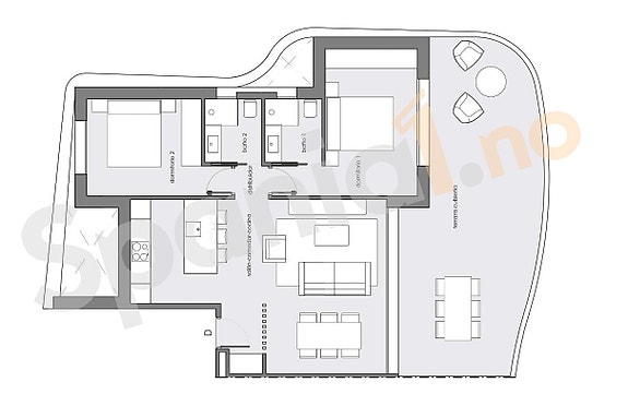 Moderne leilighet med solrik terrasse - Tilgang til basseng, spa og treningsområde