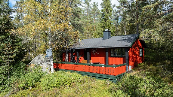 Velkommen til Fisketjønnvegen 51! Hytta har en fin og solrik beliggenhet i naturskjønne omgivelser. Ca. 30 m fra veien.