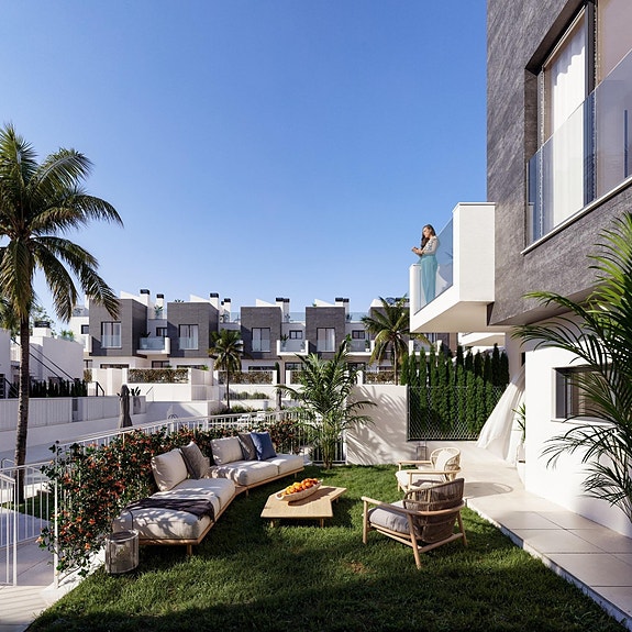 Stilrene rekkehus med takterrasse og spektakulær utsikt over Middelhavet