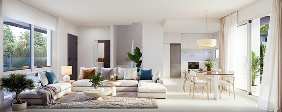 Stilrene rekkehus med takterrasse og spektakulær utsikt over Middelhavet